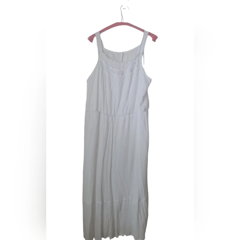 Maurices White Halter Neck  Flowy Crinkle Fabric Sleeveless Midi Dress XXL